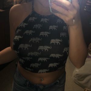 Elephant print top black